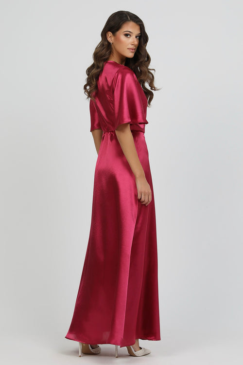 burgundy maxi dress for wedding Leely Women Chiffon A-Line Mother of the Bride with Lace High Neck Long Sleeves Guest Dress this formal bridesmaid dress features a halter neckline and ruched embellishments.The flowing maxi silhouette in a captivating burgundy hue creates a timeless and graceful look Long Burgundy Scallop Lace Empire