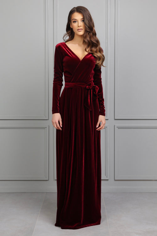 Burgundy Velvet Dress - Bridesmaid Dress - Formal Evening Gown Dsir Couture Burgundy Velvet Dress - Bridesmaid Dress - Formal Evening Gown Dsir Couture