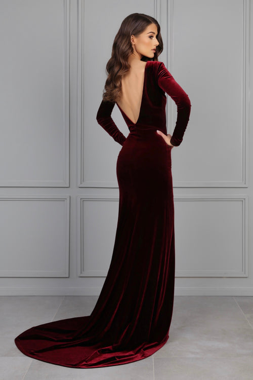 Burgundy Mermaid Velvet Dress - Formal Evening Gown Dsir Couture Burgundy Mermaid Velvet Dress - Formal Evening Gown Dsir Couture