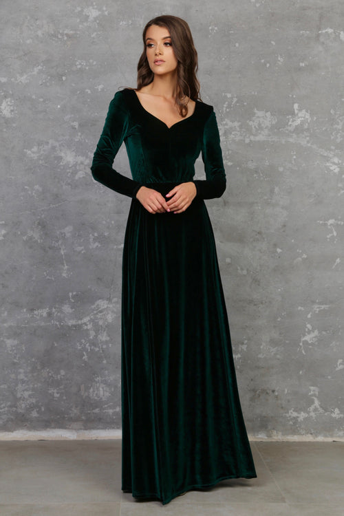 Dark Green Velvet Sweetheart Neckline Dress - Bridesmaid Dress Dsir Couture Dark Green Velvet Sweetheart Neckline Dress - Bridesmaid Dress Dsir Couture