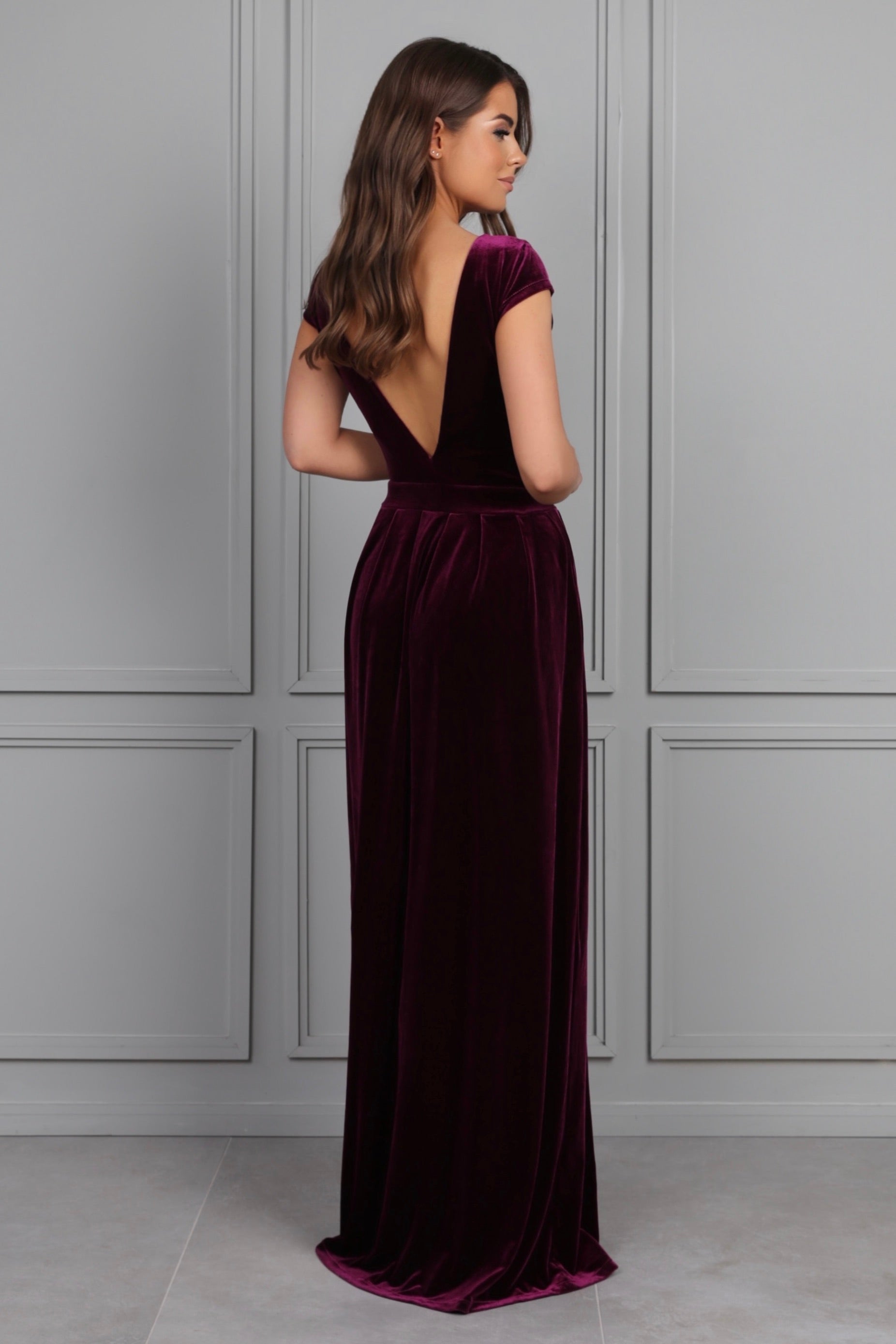 purple velvet wedding dress Graceprom Women's Vintage Long Sleeves Velvet Evening Dresses with Detachable Train Lace Appliques Prom Gown 12 Purple at Amazon Women's Clothing store