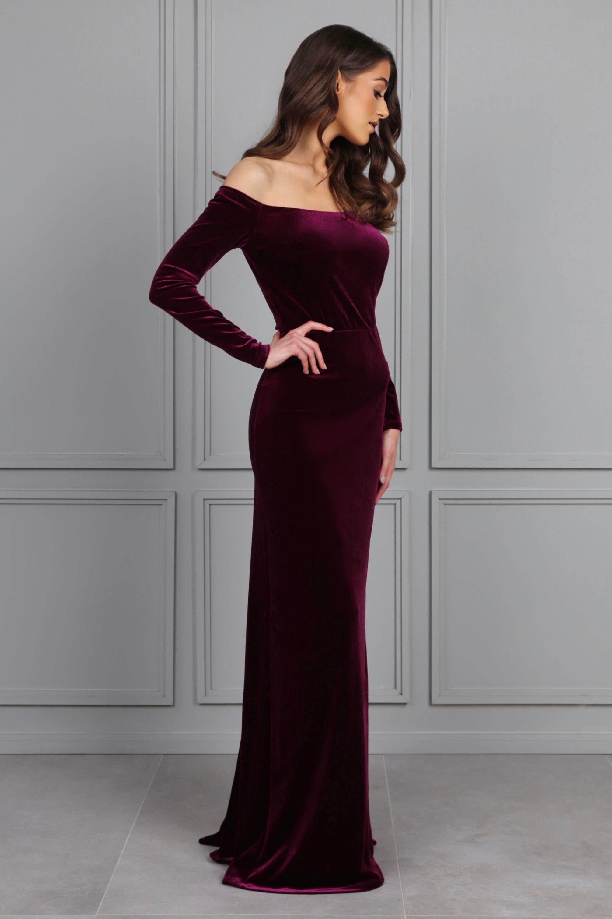 long sleeve off the shoulder velvet dress TFNC off shoulder long sleeve mini dress in black velvet burn out