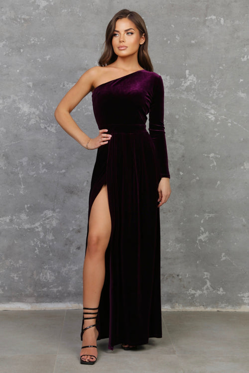 Dark Purple Velvet Dress Bridesmaid Dress Formal Evening Gown