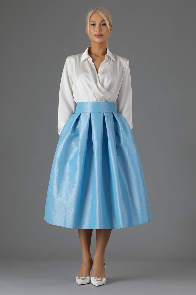 skirt, women skirt, formal skirt, taffeta skirt, ball skirt, skirt with pockets, classic skirt, light blue skirt