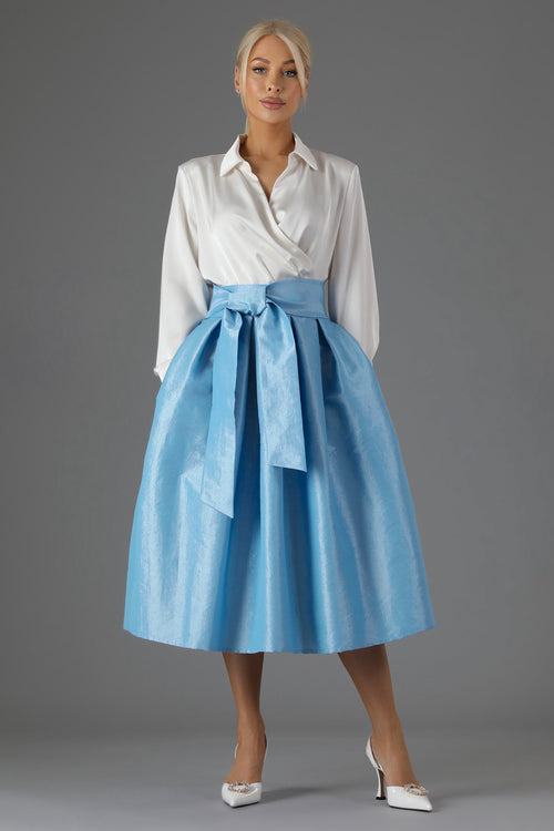skirt, women skirt, formal skirt, taffeta skirt, ball skirt, skirt with pockets, classic skirt, light blue skirt