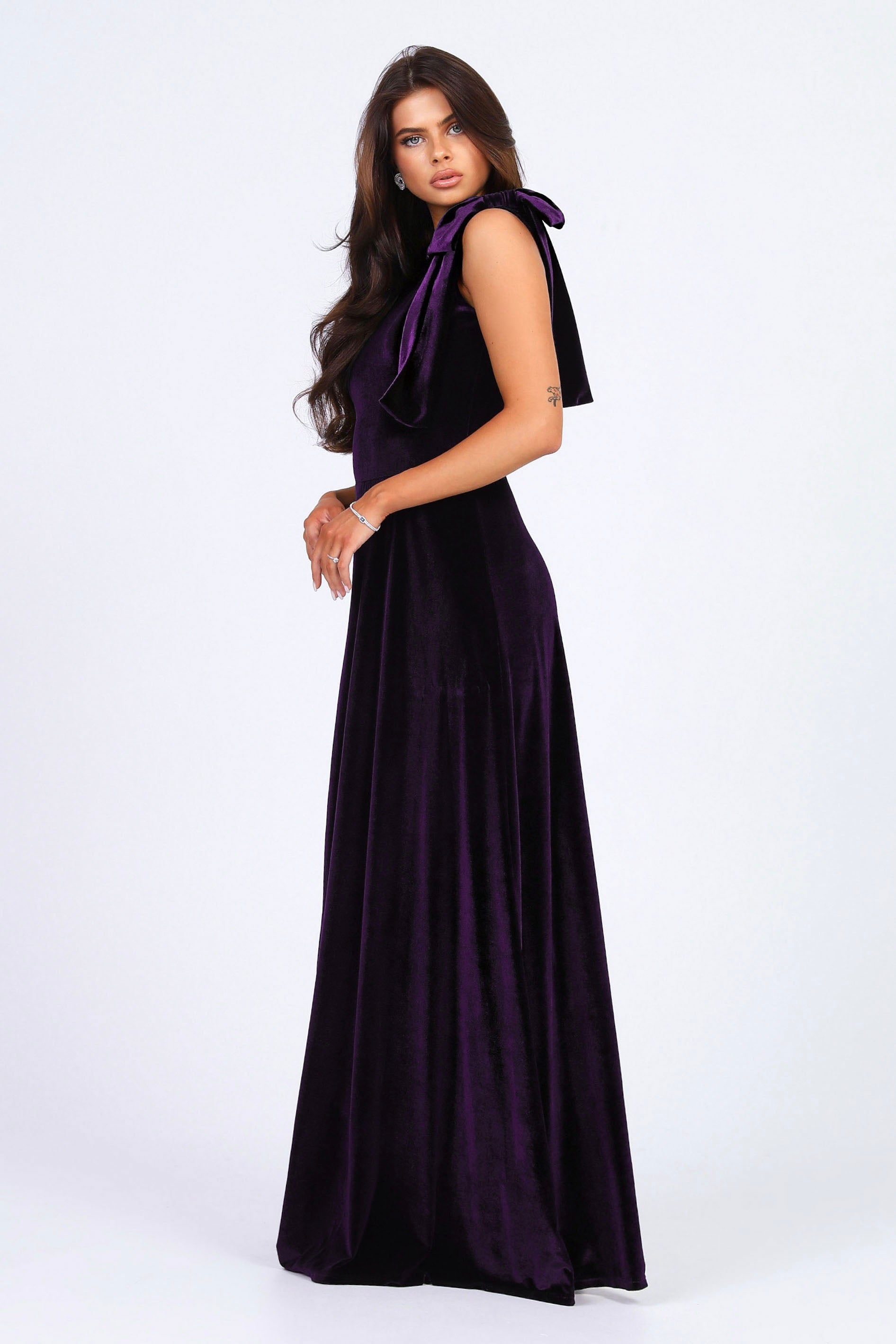 Plum Velvet One Shoulder Dress - Bridesmaid Dress - Evening Gown – Désir  Couture