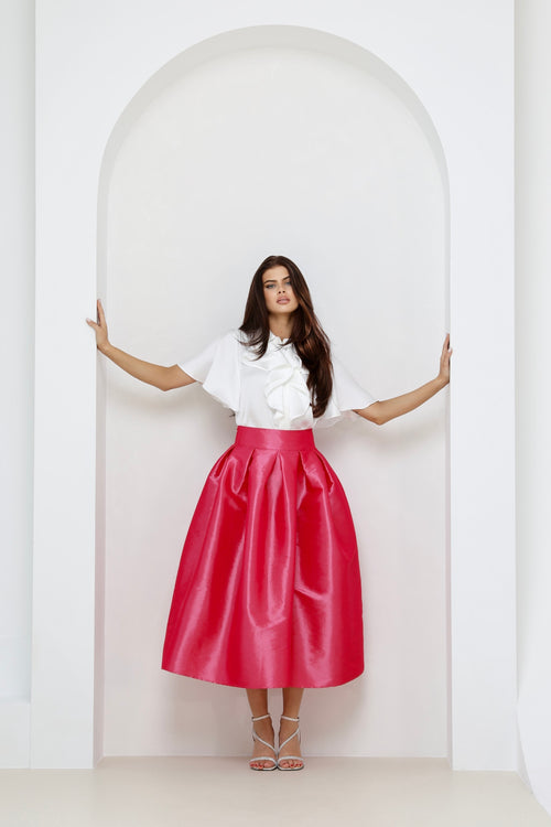 carolina herrera taffeta skirt, women skirt, formal skirt, taffeta skirt, ball skirt, skirt with pockets, classic skirt, pink skirt