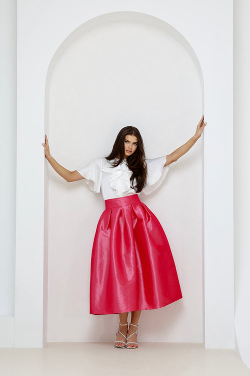 carolina herrera taffeta skirt, women skirt, formal skirt, taffeta skirt, ball skirt, skirt with pockets, classic skirt, pink skirt
