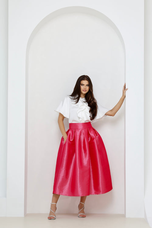 carolina herrera taffeta skirt, women skirt, formal skirt, taffeta skirt, ball skirt, skirt with pockets, classic skirt, pink skirt