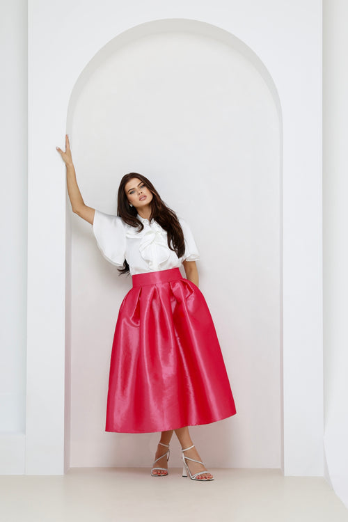 carolina herrera taffeta skirt, women skirt, formal skirt, taffeta skirt, ball skirt, skirt with pockets, classic skirt, pink skirt