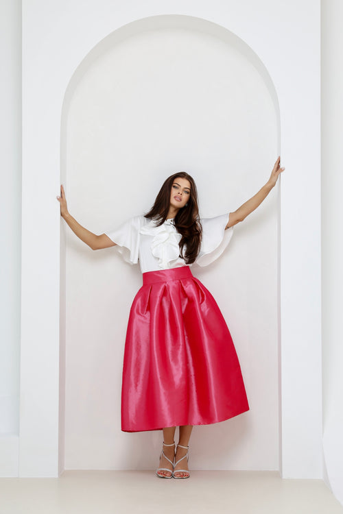 carolina herrera taffeta skirt, women skirt, formal skirt, taffeta skirt, ball skirt, skirt with pockets, classic skirt, pink skirt