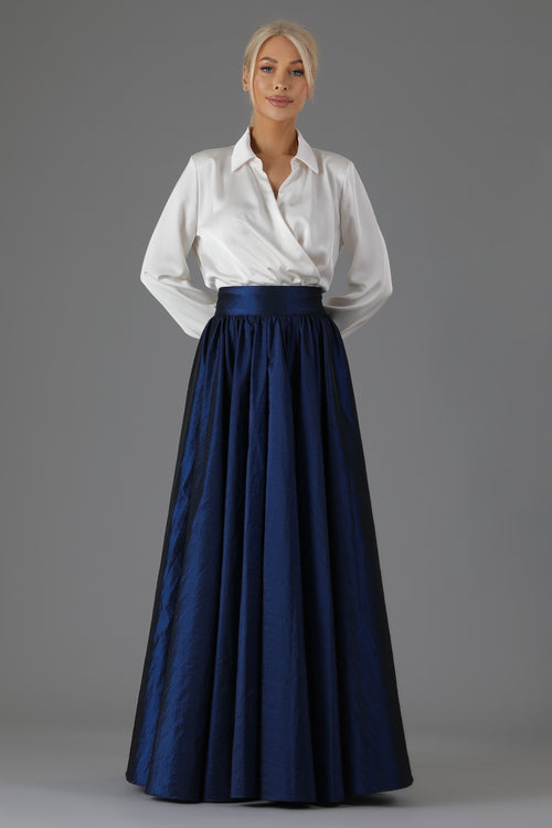 Navy Blue Taffeta Full Circle Skirt Women Skirts Taffeta