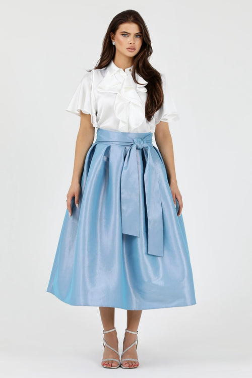 carolina herrera taffeta skirt, women skirt, formal skirt, taffeta skirt, ball skirt, skirt with pockets, classic skirt, light blue skirt