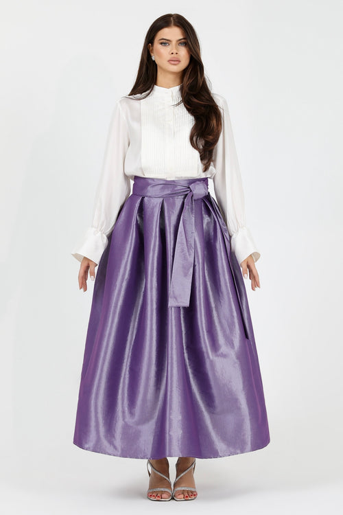 carolina herrera taffeta skirt, women skirt, formal skirt, taffeta skirt, ball skirt, skirt with pockets, classic skirt, long skirt, maxi skirt, lavender skirt
