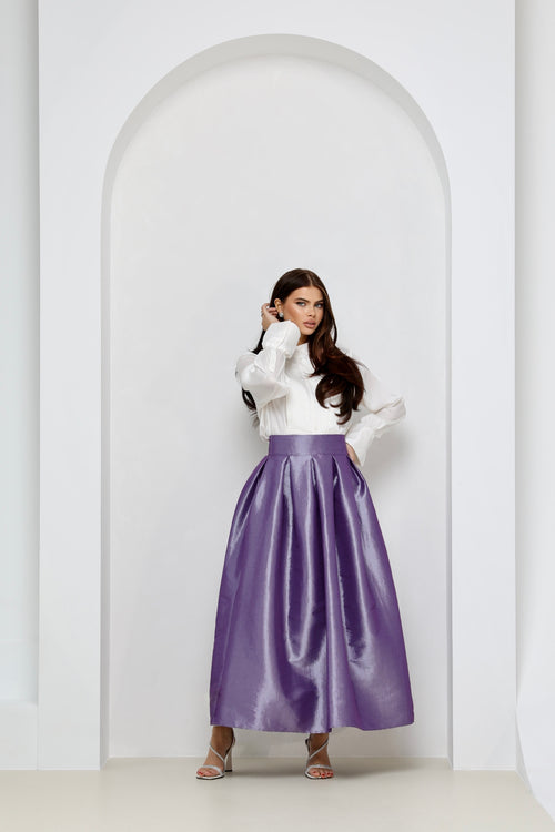 carolina herrera taffeta skirt, women skirt, formal skirt, taffeta skirt, ball skirt, skirt with pockets, classic skirt, long skirt, maxi skirt, lavender skirt