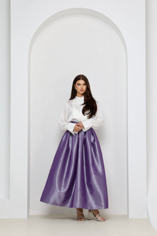 carolina herrera taffeta skirt, women skirt, formal skirt, taffeta skirt, ball skirt, skirt with pockets, classic skirt, long skirt, maxi skirt, lavender skirt