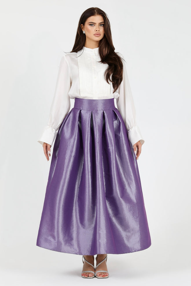 carolina herrera taffeta skirt, women skirt, formal skirt, taffeta skirt, ball skirt, skirt with pockets, classic skirt, long skirt, maxi skirt, lavender skirt